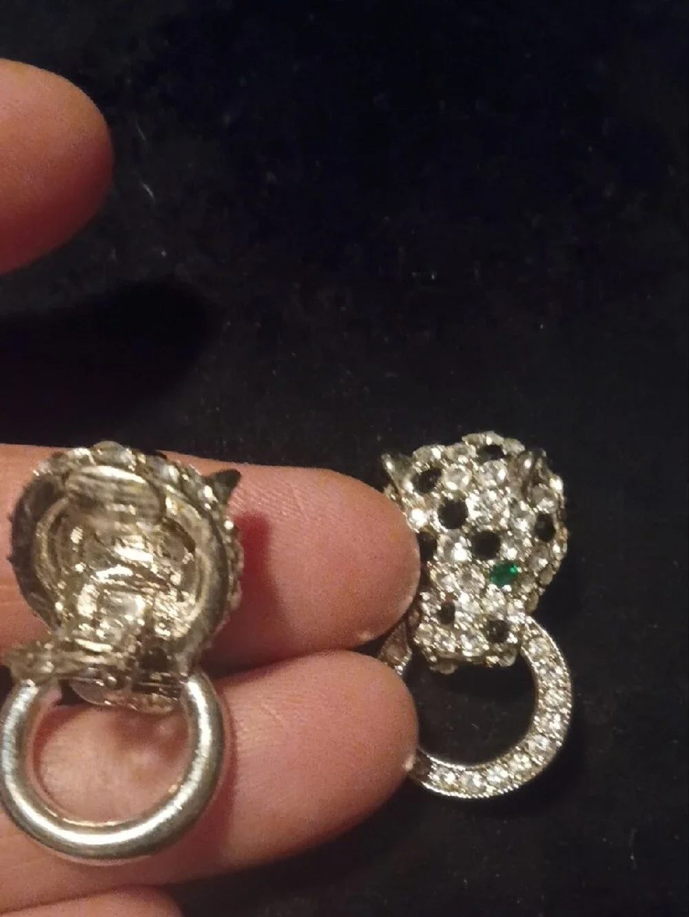 KJL Crystal Leopard Head Drop Earrings with Green Accent - Women's Jewelry